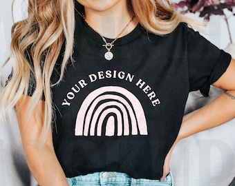 Bella Canvas 3001 Black T-Shirt Mockup: Unisex Tee (Digital Download)