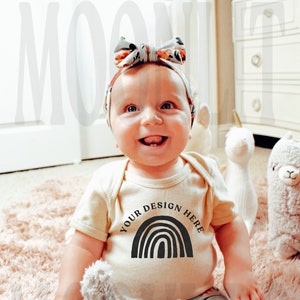 Rabbit skins Natural 4400 Mockup - Baby Mockup - Natural 4400 Mockup  - Natural Onesie Mockup - Natural 4400 Mockup
