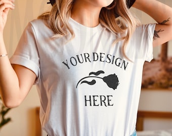 Bella Canvas 3001 White T-Shirt Mockup - Unisex Tee Mockup