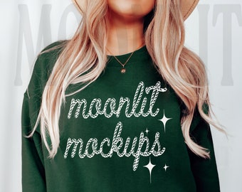 Gildan 18000 Sweatshirt Mockup - Forest Green Sweatshirt Mockup - Model Mockup - Fall Mockup - Halloween Mockup - Forest Green Mockup