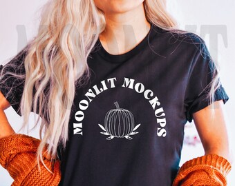Bella Canvas 3001 Black T-shirt Mockup - Fall Mockup (Digital File)