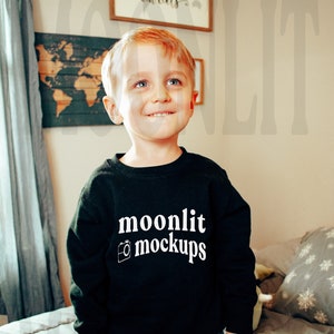 Rabbit Skins 3317 Mockup - Toddler Fleece Crewneck Sweatshirt Mockup - Black Sweatshirt Mockup - Toddler Mockup