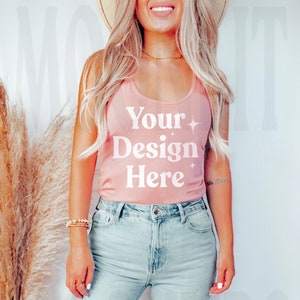 Desert Pink Tank Mockup: Next Level 1533 Racerback (Digital File) image 1