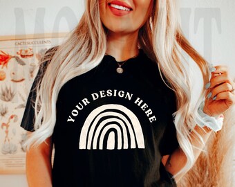 Comfort Colors 1717 Black Shirt Mockup - Studio Model Mock (Digital File)