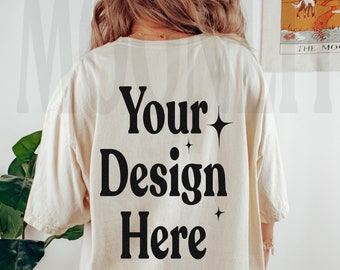 Comfort Colors 1717 Ivory Shirt Mockup - Back of Shirt Mockup -  Oversized Mockup - Ivory Comfort Color Shirt Mockup - Model Mock up