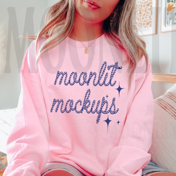 Gildan 18000 Sweatshirt Light Pink Mockup - Light Pink Sweatshirt Mockup - Light Pink Sweatshirt - Gildan Mockup- Moonlit Mockups