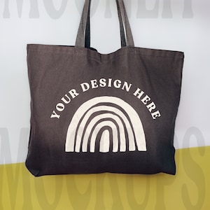 25L Jumbo Tote Mockup - Q-Tees Q600 Mockup - Canvas Tote Mockup - Charcoal Canvas Tote Mockup
