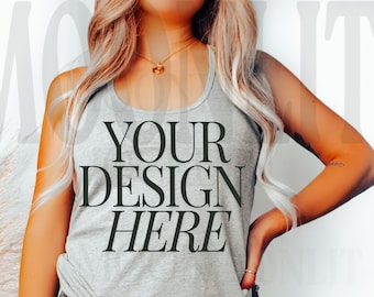 Heather Grey Tank Top Mockup: Next Level 1533 Racerback (Digital Download)
