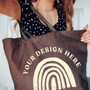 25L Jumbo Tote Mockup - Q-Tees Q600 Mockup - Canvas Tote Mockup - Charcoal Canvas Tote Mockup