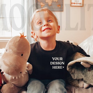 Rabbit Skins 3317 Mockup - Toddler Fleece Crewneck Sweatshirt Mockup - Black Sweatshirt Mockup - Toddler Mockup