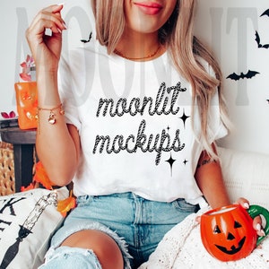 Bella Canvas 3001 Tshirt Mockup- Bella Canvas Shirt- White Shirt Mockup - Spooky Mockup - Fall Mockup - Halloween Mockup