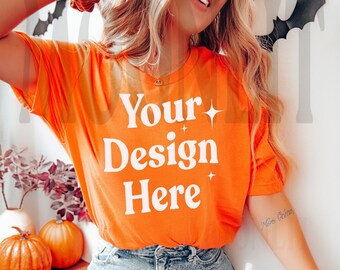 Bella Canvas 3001 T-shirt Mockup: Orange Fall Mockup (Digital Download)