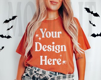 Maquete de camisa Comfort Colors 1717 Yam - Maquete de outono para Halloween