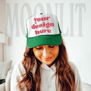 OTTO Cap Mockup - Trucker Baseball Caps Mockup - OTTO Cap 39-169 Mockup - Printify Mockup - Green Otto Cap Mockup - Mesh Cap Mockup