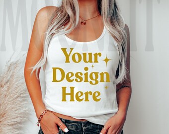 White Racerback Tank Top Mockup - Next Level 1533 Mockup