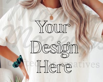 Comfort Colors 1717 Ivory Shirt Mockup - Oversized Shirt Mockup - Oversized Shirt Mockup