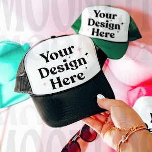 OTTO Trucker Cap Mockup - Trucker Baseball Caps Mockup - OTTO Cap 39-169 Mockup - Printify Mockup - Black Otto Cap Mockup - Mesh Cap Mockup