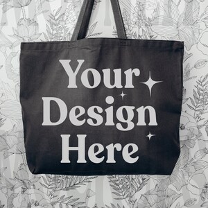 25L Jumbo Tote Mockup - Q-Tees Q600 Mockup - Canvas Tote Mockup - Charcoal Canvas Tote Mockup