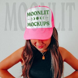 OTTO Cap Mockup - Trucker Baseball Caps Mockup - OTTO Cap 39-169 Mockup - Printify Mockup - Pink Otto Cap Mockup - Mesh Cap Mockup