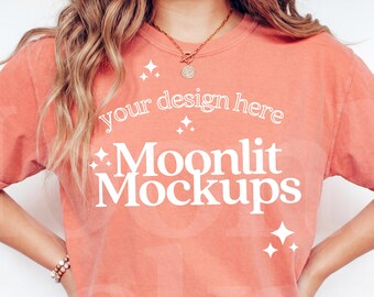 Comfort Colors Bright Salmon T-Shirt Mockup – POD Apparel Template (Digital Download)