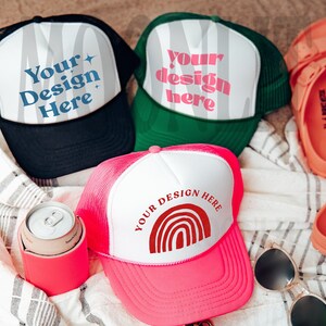 OTTO Trucker Cap Mockup - Trucker Baseball Caps Mockup - OTTO Cap 39-169 Mockup - Printify Mockup - Black Otto Cap Mockup - Mesh Cap Mockup