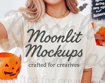 Comfort Colors 1717 Ivory Shirt Mockup - Halloween Fall Mockup