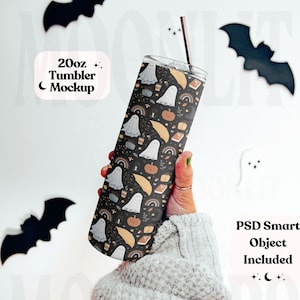 20oz Skinny Tumbler Mockup - Realistic PSD Smart Object Mockup - Tumbler Mockup - Sublimation Tumbler Mockup -PSD Mockup - Halloween Mockup