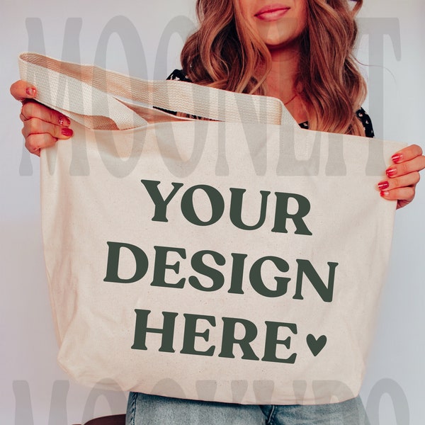 21L- USA Made Jumbo Tote Bag Mockup - Canvas Tote Mockup - Large Canvas Tote Mockup - Weekender Tote Mockup