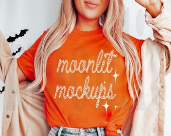 Bella Canvas 3001 Orange T-Shirt Mockup - Fall Halloween Mock