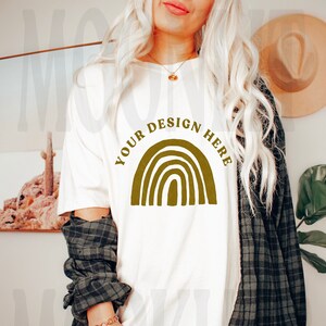 Comfort Colors 1717 Weißes Hemd Mockup - Oversized Mockup - Weißes Hemd - Comfort Color Shirt Mock - Modell Mockup