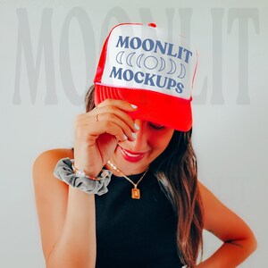 OTTO Cap Mockup - Trucker Baseball Caps Mockup - OTTO Cap 39-169 Mockup - Printify Mockup - Red Otto Cap Mockup - Mesh Cap Mockup
