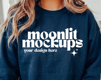 Comfort Colors 18000 Gildan Sweatshirt Navy Mockup - Boho Mockup - Simple Mockup