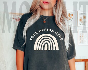 Comfort Colors 1717 Pepper Shirt Mockup - Studio Model Mockup