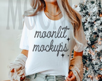 Bella Canvas 3001 White T-Shirt Mockup: Vacanze di Natale (file digitale)