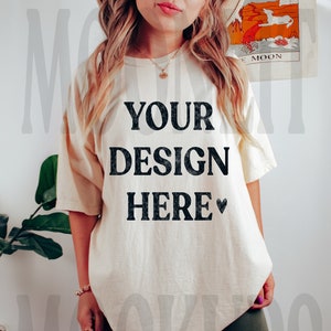 Comfort Colors 1717 Ivory Shirt Mockup - Oversized Mockup - Ivory Hemd - Ivory Comfort Color Shirt Mock - Model Mockup