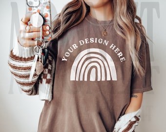 Comfort Colors 1717 Espresso Shirt Mockup - Model Mockup