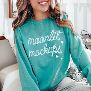 Comfort Colors 1566 Seafoam Mockup - Comfort Colors Sweatshirt Mockup - Seafoam Mockup -1566 Mockup