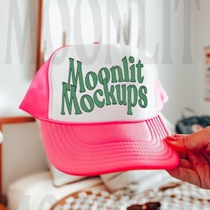 OTTO Cap Mockup - Trucker Baseball Caps Mockup - OTTO Cap 39-169 Mockup - Printify Mockup - Pink Otto Cap Mockup - Mesh Cap Mockup