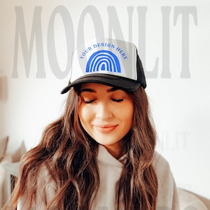 OTTO Trucker Cap Mockup - Trucker Baseball Caps Mockup - OTTO Cap 39-169 Mockup - Printify Mockup - Black Otto Cap Mockup - Mesh Cap Mockup