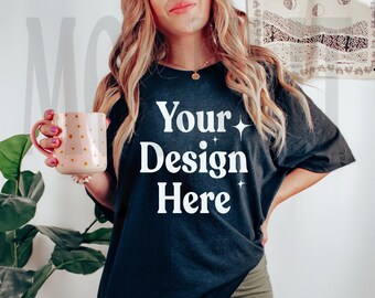 Bella Canvas 3001 T-Shirt Mockup: Nero Heather, Oversize (Download digitale)