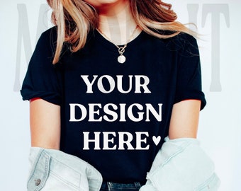 Bella Canvas 3001 Black T-Shirt Mockup - Studio Mockup