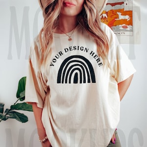 Comfort Colors 1717 Ivory Shirt Mockup - Oversized Mockup - Ivory Hemd - Ivory Comfort Color Shirt Mock - Model Mockup