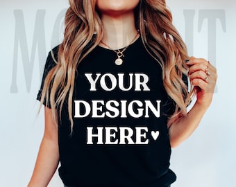 Maqueta de camiseta Bella & Canvas 3001 - Camisa Bella Canvas - Maqueta de camiseta negra - Maqueta de camisa - Maqueta de estudio - Maqueta de camiseta - Maqueta de camisa