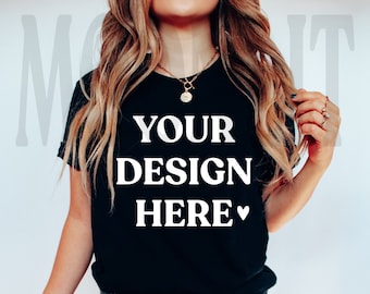 Bella & Canvas 3001 TShirt Mockup - Bella Canvas Shirt - Black T-shirt Mockup - Shirt Mockup - Studio Mockup - Tee Mockup - Model Mockup