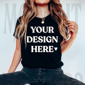 Bella & Canvas 3001 TShirt Mockup - Bella Canvas Shirt - T-shirt nera Mockup - Camicia Mockup - Studio Mockup - Tee Mockup - Camicia Mockup