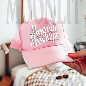 OTTO Cap Mockup - Trucker Baseball Caps Mockup - OTTO Cap 39-169 Mockup - Printify Mockup - Soft Pink Otto Cap Mockup - Mesh Cap Mockup