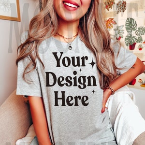 Bella Canvas 3001 T-Shirt Mockup: Athletic Heather, Oversized (Digital Download)