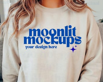Comfort Colors 18000 Gildan Sweatshirt Sand Mockup - Boho Mockup - Simple Mockup