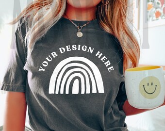 Comfort Colors C1717 Pepper Shirt Mockup - Studio Model Mock (Digital File)
