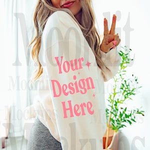 Comfort Colors 1466 Ivory Mockup - Comfort Colors Sweatshirt Mockup - Ivory  Sweatshirt Mockup - 1466 Mockup